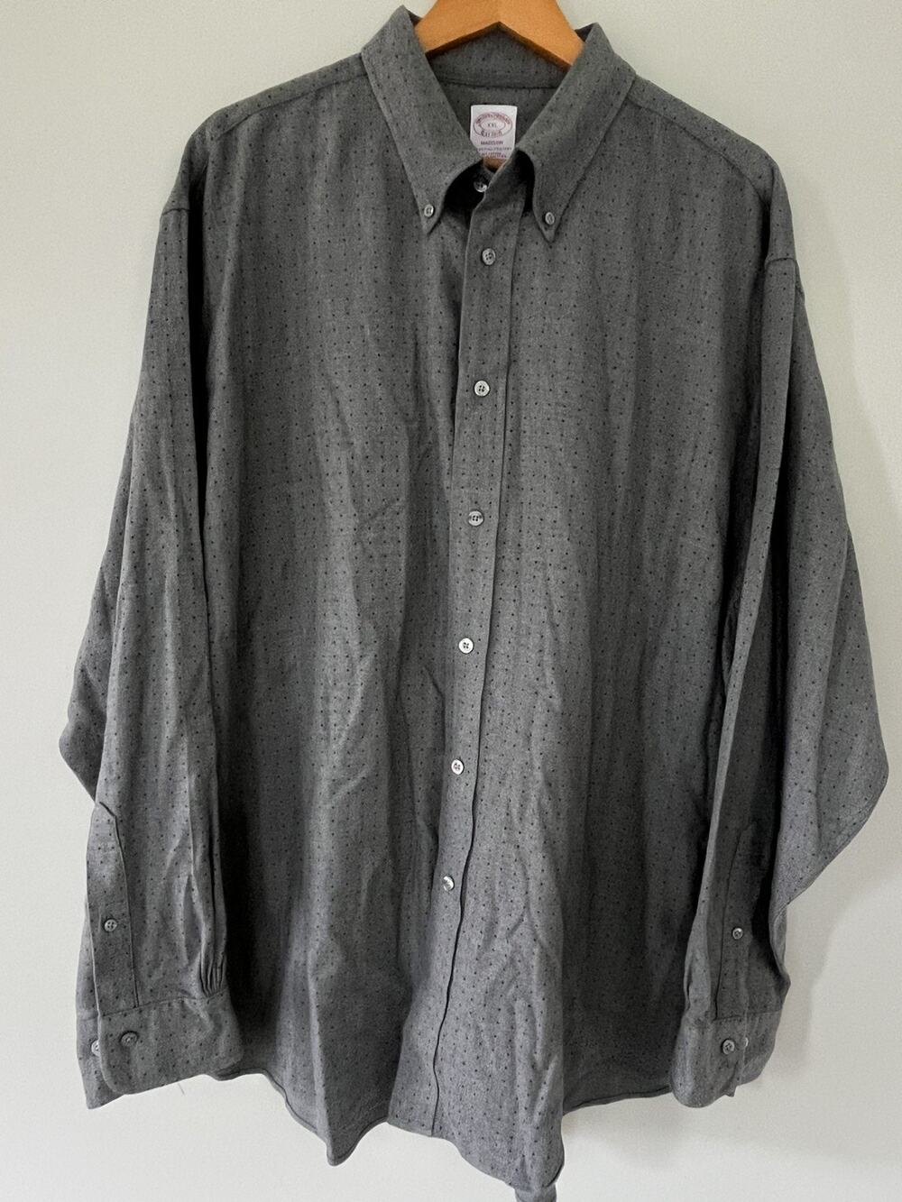 Brooks Brothers Madison Men’s XXL Gray Micro Dot Cotton Flannel Shirt